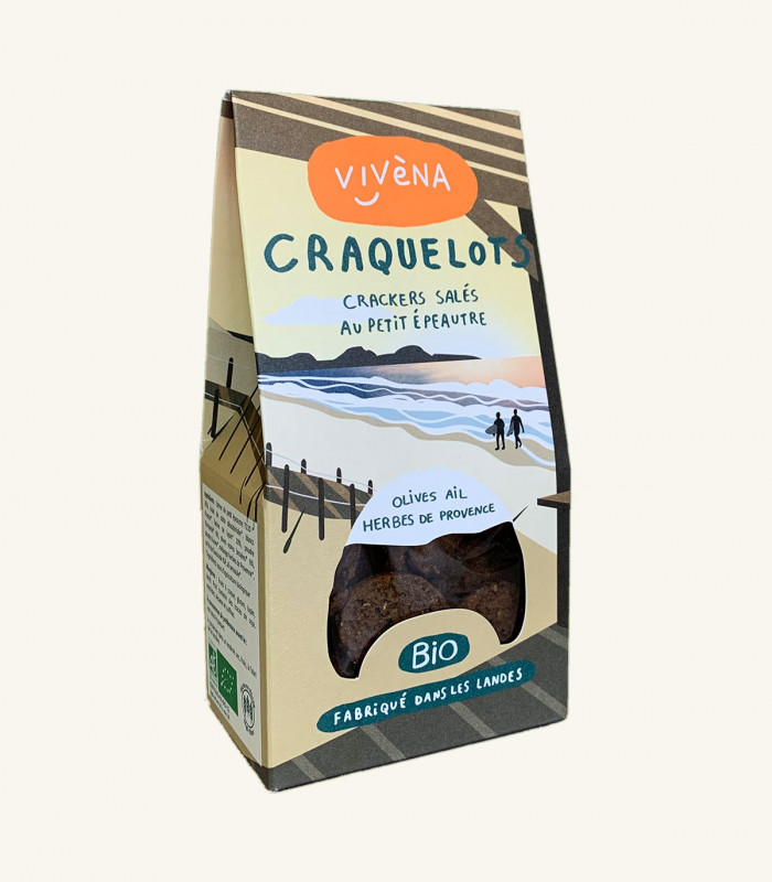 Crackers  Olives, Ail, Herbes de provence / 120g - petit épeautre - Ingrédients IG BAS